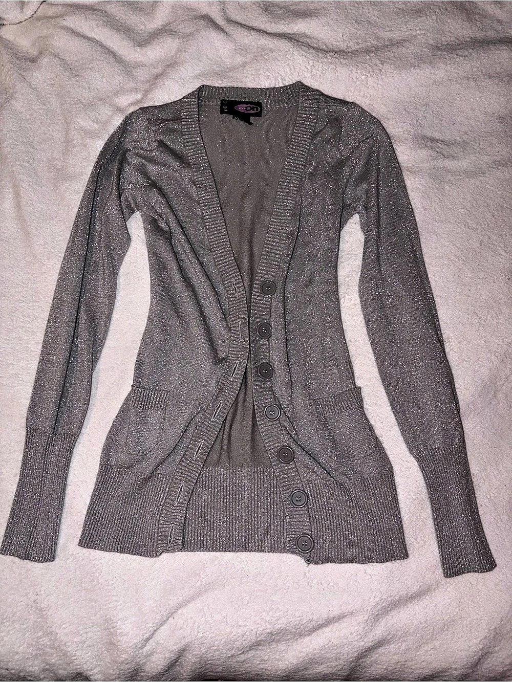 Liv On silver sparkle button up cardigan